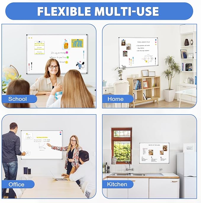 WALGLASS 2 Pack Large White Board, 72" x 40" Double-Sided Dry Erase Board Whiteboard for Wall, Hanging Mounted Whiteboard Silver Aluminium Frame for Home, School, Office