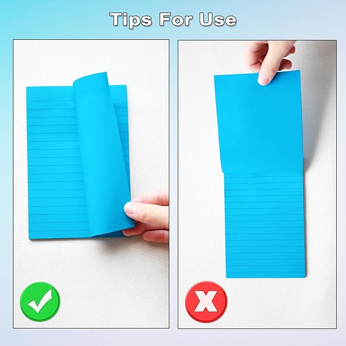 9 Pack Lined Sticky Notes with Lines 4X6 in Post, Aquatic Themed Colors Large Ruled Post Sticky Super Sticking Power Memo Pads Strong Adhesive, Sticky Notes 4x6 (Light Blue, Blue, Light Green)