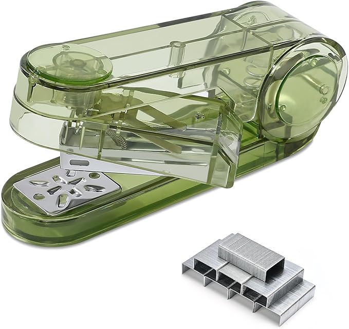 Temiary Swing-Arm Swivel Stapler with 400 Staples, 360 Degree Rotate Desktop Staplers for Booklet or Book Binding, 25 Sheet Capacity for Desk Classroom Office Supplies (Green)
