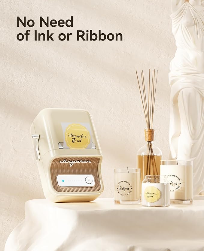 NIIMBOT B21 Label Maker Inkless Bluetooth Label Printer, 2 Inch Portable Label Machine for Small Business, Address, Logo, Clothing, Mailing, Candles, Jewelry, Sticker Printer for Gift, White
