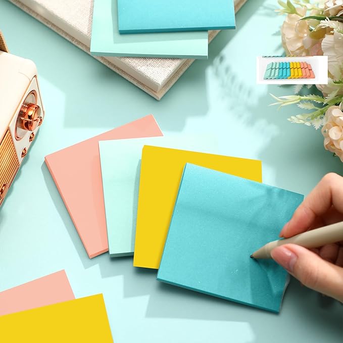 Fainne 60 Pack Sticky Notes Bulk Back to School Supplies Self Stick Note Pads Paper Memo for Office First Day of School Student Teacher Essentials (3x3inch,Bright Colors)