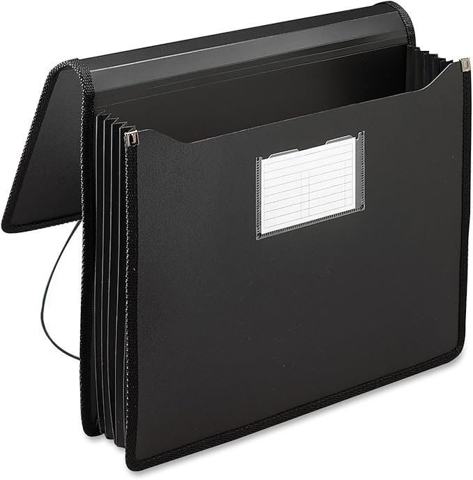Smead Poly Wallet, Accordion File Organizer for File Folders, Letter Size, Black, 5-1/4 inch Expansion, Office Supplies, Document Organizer (71500)