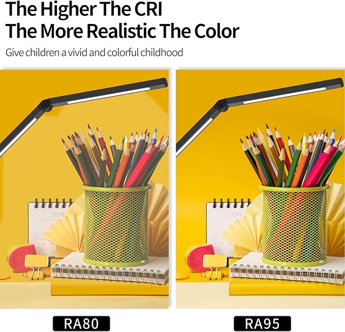 LED Desk Lamp with Clamp, Architect Desk Lamp with Dual Light and Adjustable Swing Arm, Clip-on Eye-Care 4 CCT Modes & 5 Brightness Levels Table Light Modern Computer Lighting for Home Office