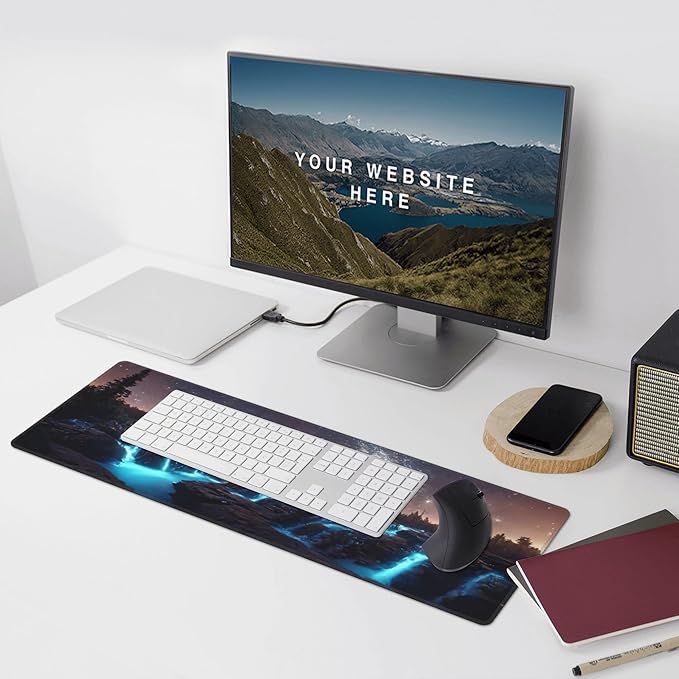 Milky Way with Forests and Waterfalls Extended Big Mouse Pad Large,XL Gaming Mouse Pad Desk Pad,31.5x11.8inch Long Computer Keyboard Mouse Mat Mousepad with 3mm Non-Slip Base for Home Office Work