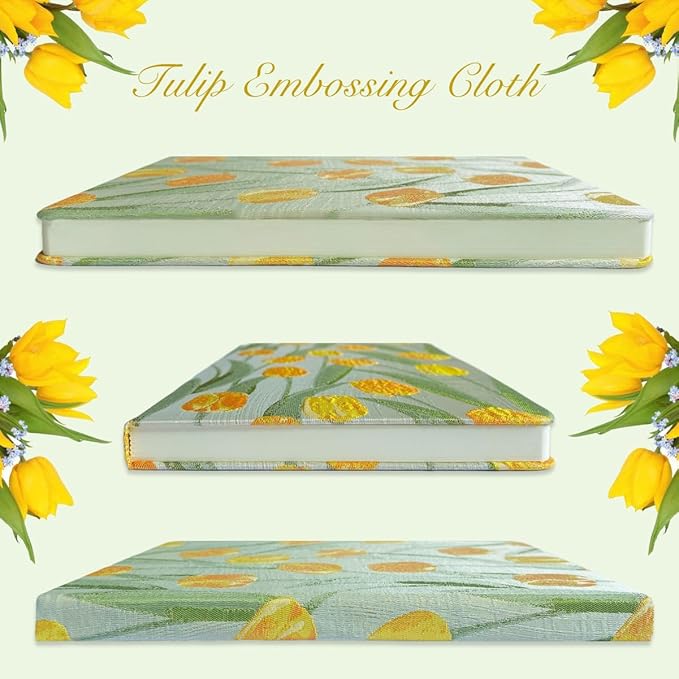 Tulip Gifts, Floral Journal, Cute Notebook, Embroidered Flower Cover, A5, Lined Journal, Wide Ruled, Hardcover Journal, Lay Flat, Journal for Women, Pretty Journal, Garden Journal, Tulips