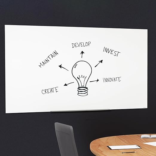 Quartet Glass Whiteboard, Magnetic Dry Erase Board, Wall Mounted Whiteboard for Office, School and Home, 74" x 42", White (G7442IMW)