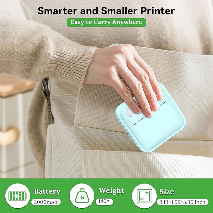 Label Maker Machine with Tape - Mini Sticker Printer Bluetooth Label Printer for Home Office Organization, Portable Thermal Sticker Maker Print Pod with Multiple Templates for Phone