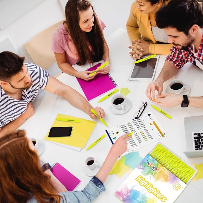 Highlighters Bulk - Quick-Dry No Bleed Markers for Office Classroom School Supplies Adults Kids Teachers Students (Yellow, 30)