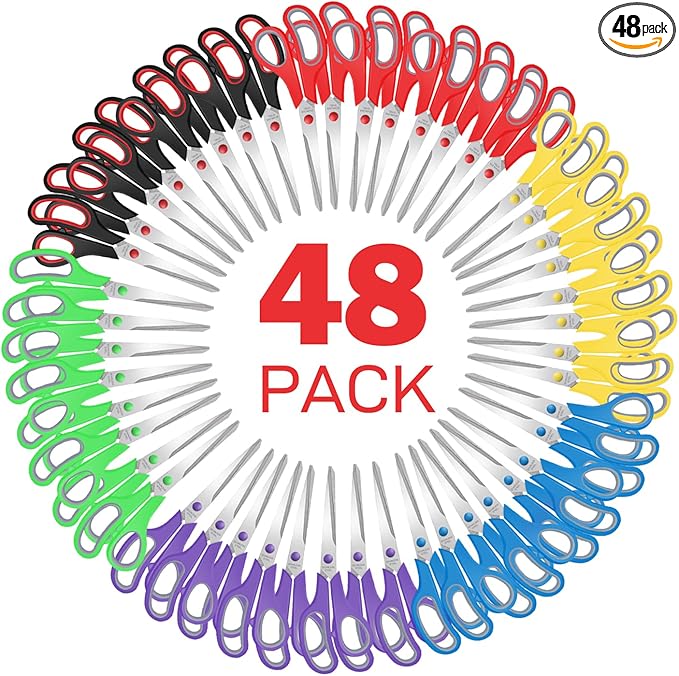 Scissors Bulk 48 Packs,8" Multipurpose Heavy Duty Sharp Scissors,Stainless Steel Sewing Craft Shears for Home Office High/Middle School, Xnluothsk