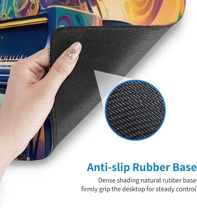 Gaming Mouse Pad, Large Non-Slip Rubber Base Mousepad, Keyboard Mouse Mat, Desk Pad with Stitched Edges, 31.5x11.8inch, Paino