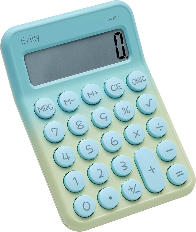 Pocket Calculator, Kids 8 Digit Small Desktop, LCD Display, Cute & Aesthetic Calculator (Gradient Green, S 1 Pcs)