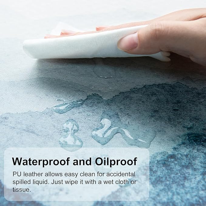 QIYI Desk Pad Large Keyboard and Mouse Pad for Laptop Computer, PU Leather Desk Cover Protector, Desk Décor Accessories for Office Home Work Writing Gaming 31.5" x 15.7" - Watercolor Mountain