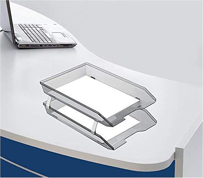 Acrimet Facility 2 Tier Letter Tray, Front Load, Letter Size/A4, Desktop File Organizer, Plastic (Clear Smoke Color)
