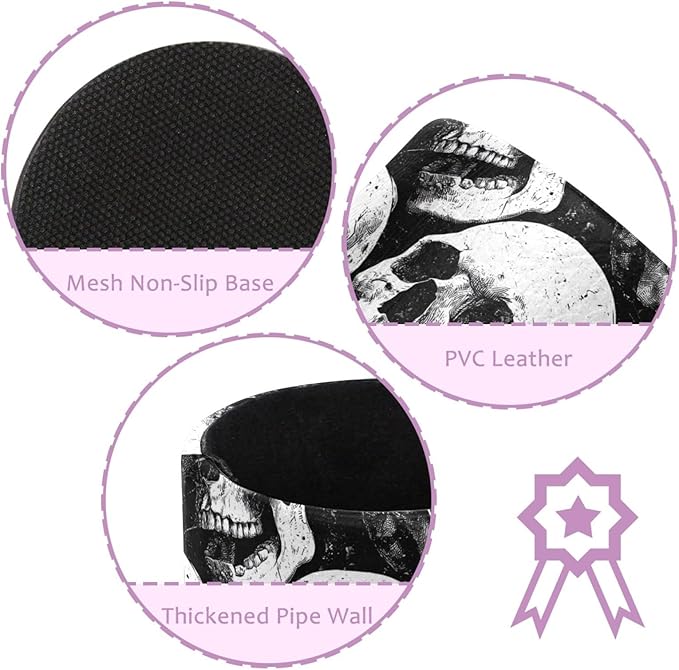 Leather Pen Holder for Desk Skull Pencil Cup Desktop Organizer Makeup Brush Holders Office Supplies for Home, Kids & School