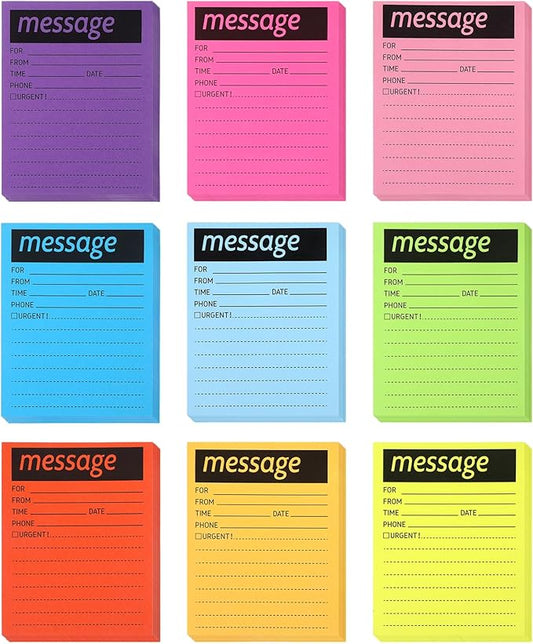 9 Set Phone Message Pads for Office, Colorful 4 x 5 Inch Phone Message Sticky Notes Urgent Self-Stick Memo Notepads for Desk Call Records, Neon Note Sheets for Workplace Communication School Supplies
