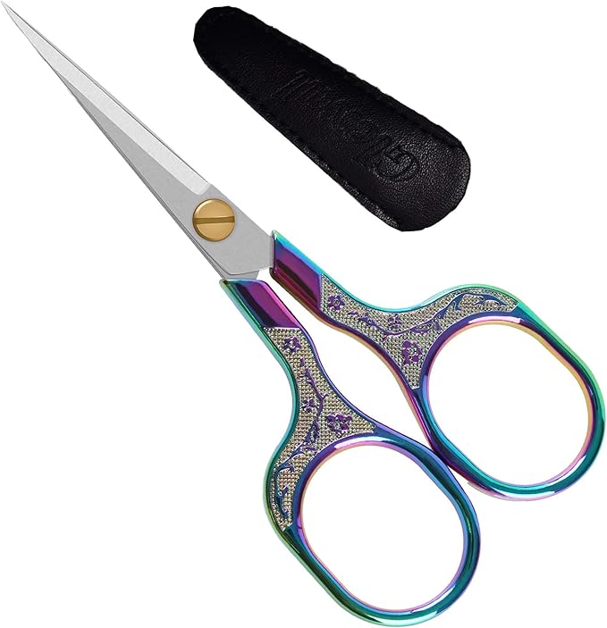 Sharp Embroidery Scissors-5 Inch Vintage Precision Scissors-Stainless Steel Blades with Vibrant Gradient Handle & Floral Design-Resistant for DIY/Art/Craft/Sewing