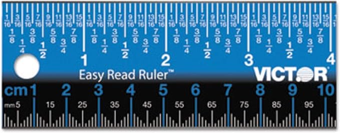Victor Easy Read Stainless Steel Ruler, Standard/Metric, 18".25 Long, Blue