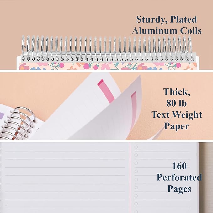 Erin Condren 7" X 9" Spiral Bound Productivity Notebook, Hello Kitty Meadows, Functional 160 Lined Page and 80Lb Thick Paper Spiral Notebook, Stickers Included