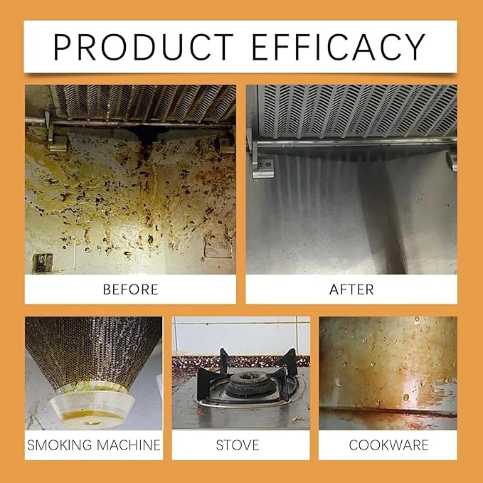 Powerful Kitchen Grease Cleaner, Powerful Clean Kitchen Oil Stains Spray, Heavy Duty Degreaser Cleaner Spray, All Purpose Heavy Oil Cleaning Agent, KitchenFoamCleaner Stubborn Stains Cleaner (2)
