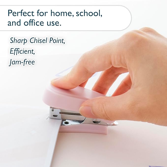 BAZIC Mini Stapler w/ 500 Staples, Standard (26/6) Pastel Color, Built-in Staple Remover, Portable Small Staplers, 4-Pack