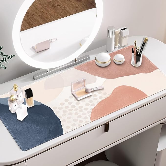 HAOCOO Desk Mat, Computer Desk Pad, Large Mouse Pad for Desk, XXL Gaming Mousepad for Desktop with Non-Slip Base, Waterproof Laptop Keyboard Mat for Home Office, Light Pink Boho