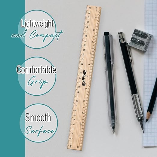 Rulers 12 Inch, Rulers Bulk for Classroom – Wooden Ruler for Kids 12 Pack Great for School, Classroom, Imperial and Metric Measurements for Office and Home