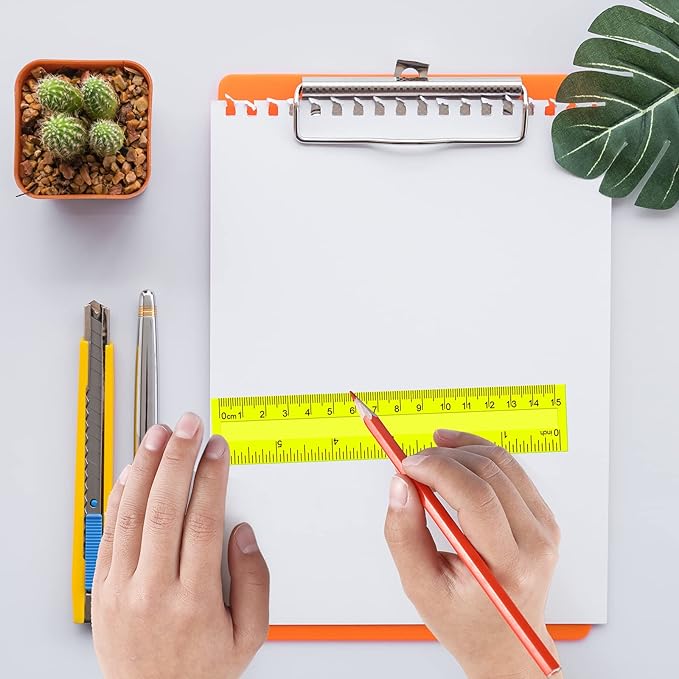 Harloon 288 Pack Clear Color Plastic Rulers 6 Inch Transparent Colorful Ruler with Inches and Centimeters 8 Colors Metric Bulk for Kids School Home Office