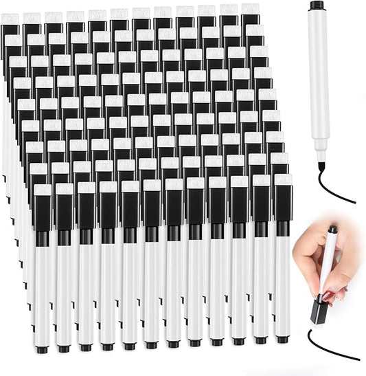 Magnetic Black Dry Erase Markers Bulk, Pack of 102 Fine Tip with Eraser Cap, White Board Markers Dry Erase for Kids Teachers Office School Supplies