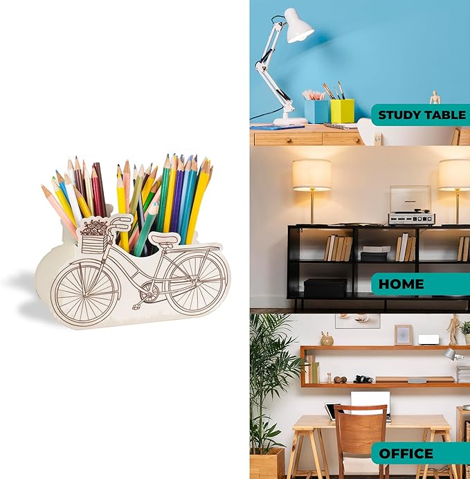 GEGUTON Bicycle Design Double Pen Holder – Steel, Multicolor – Organizes Workspace, Perfect for Bicycle Lovers, Great Gift – Fun Collection