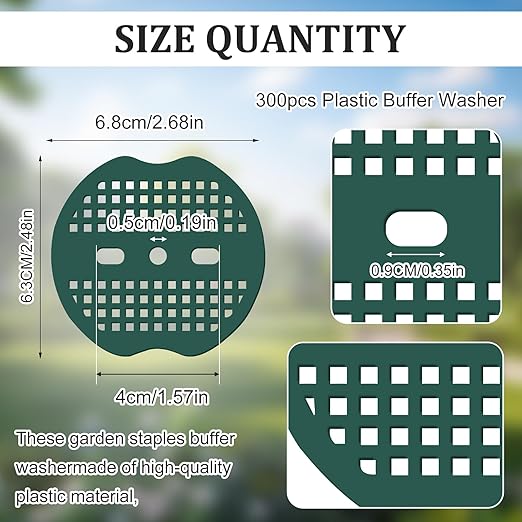 300 Pcs Landscape Staple Gasket Garden Landscape Staples Washer Pad Yard Pins Pad for Outdoor Weed Barrier Fabric Yard Tent (Green)