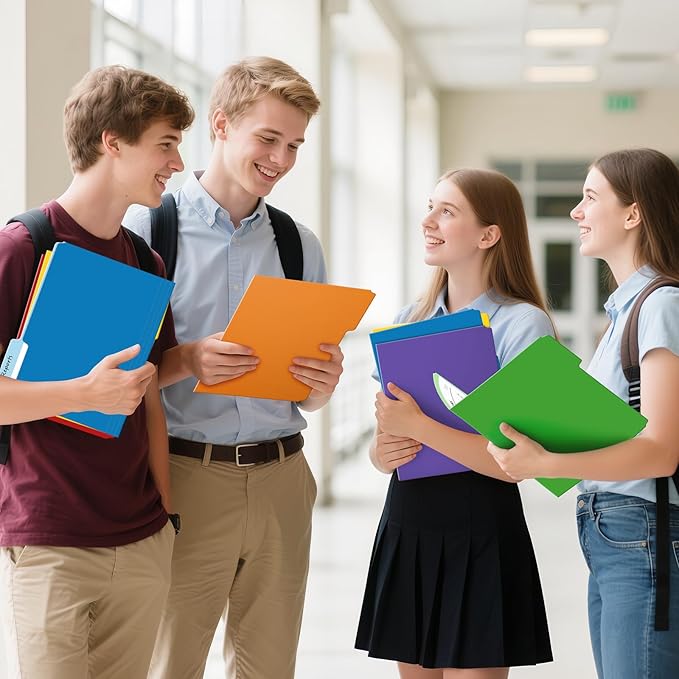 Two-Tone Color File Folders, 15 Pack Letter Size Folders with 5 Assorted Colors, 1/3-Cut Tabs, School Office Supplies