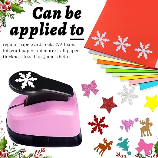 Christmas Hole Punch Set, 5 Pcs Different Shape Hole Punches for Paper Craft, 1 Inch Christmas Snowflakes/Tree/Bow Tie/Moose/Star Puncher for Scrapbook, Gifts, Festival Cards, Decorations, DIY Arts