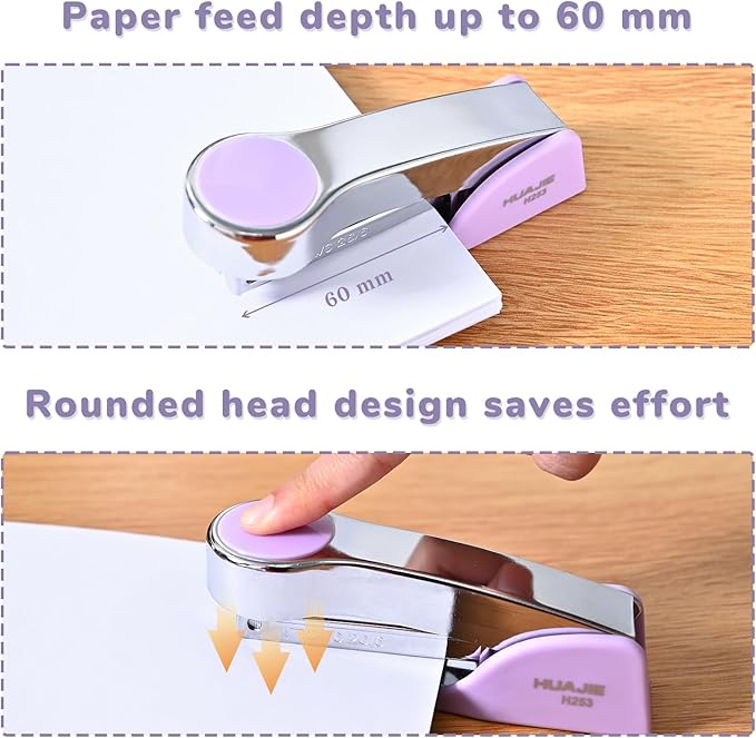 Temiary Metal Desktop Stapler with 2000 Staples Standard, 25 Sheet Capacity, Jam Free, Reduced Effort, for Desk Classroom Office Supplies (Purple)