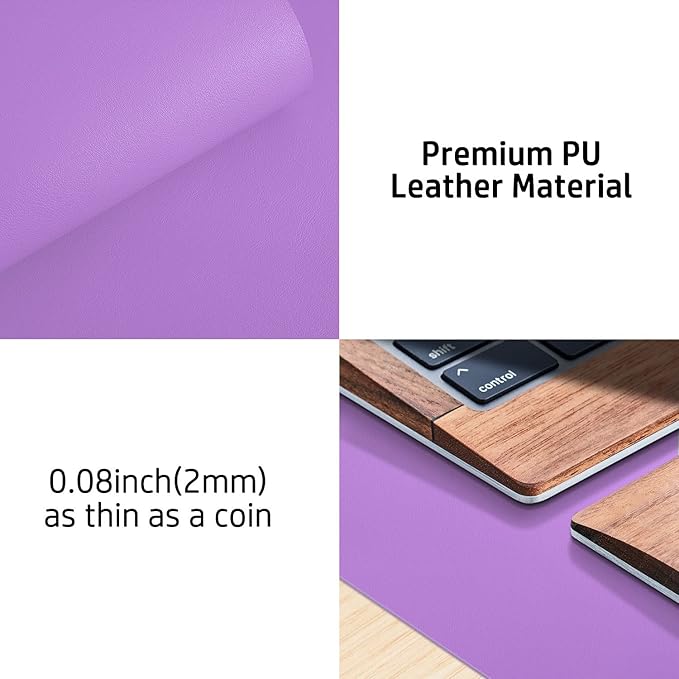 Aothia Leather Desk Pad Protector, Office Desk Mat, Large Mouse Pad, Non-Slip PU Leather Desk Blotter, Laptop Desk Pad, Waterproof Desk Writing Pad for Office and Home (48"x17", Iris Violet)