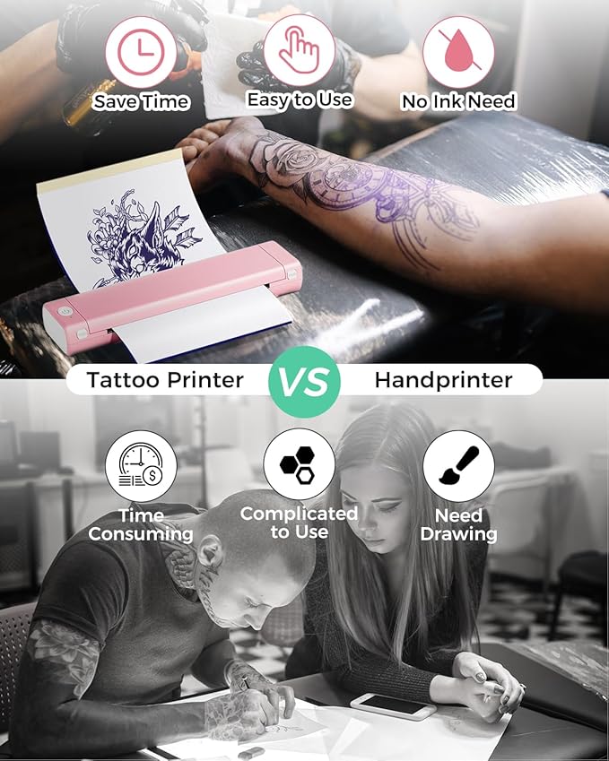 Phomemo Portable Printers Wireless for Travel, M08F Thermal Bluetooth Printer Support for 8.5"x11" US Letter, Small Inkless Printer Compatible with iOS, Android, Laptop for Car, Office, Home