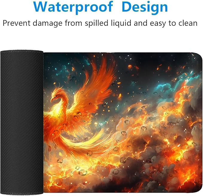 Fire Phoenix Gaming Mouse Pad Desk Pad Fantasy Myth Dream Red Bird Mousepad XL Large Gaming Mouse Pad Laptop Keyboard Mat Desk Pad Office Home Decor for Women Girl 31.5"x11.8"