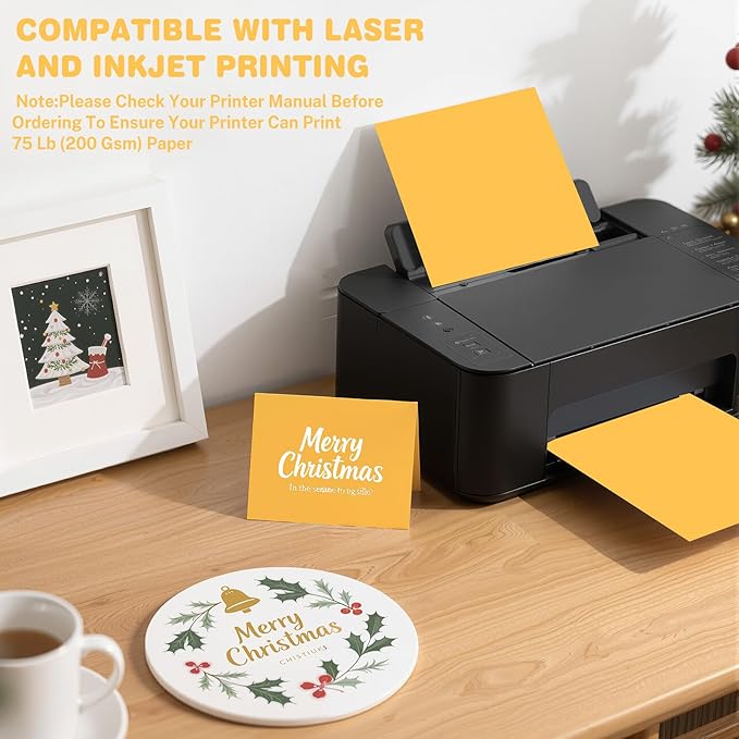 Cardstock 8.5 X 11, 40 Sheets Yellow Card Stock, 75lb/ 200gsm Copy Paper, Cardstock Printer Paper For Art, Drawing, Invitations, DIY Cards, Watercolor, Craft, Construction, School & Office Supplies