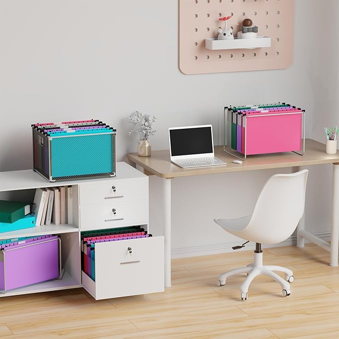 Plastic Extra Capacity Legal Size Hanging File Folders,12 Pack Reinforced Legal Hanging Folders Expandable,Heavy Duty 2 Inch Expansion with Tabs,Filing Cabinet Folders for Bulky Files-Colorful