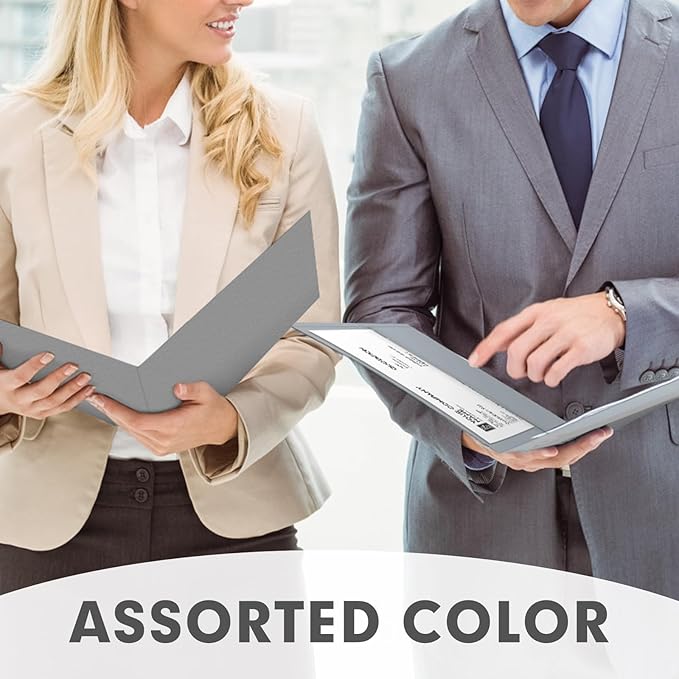 Two Pocket Folders, PANDRI 50 Pack 2 Pocket Folders, Letter Size Paper File Folder for School Office Home Business, Gray