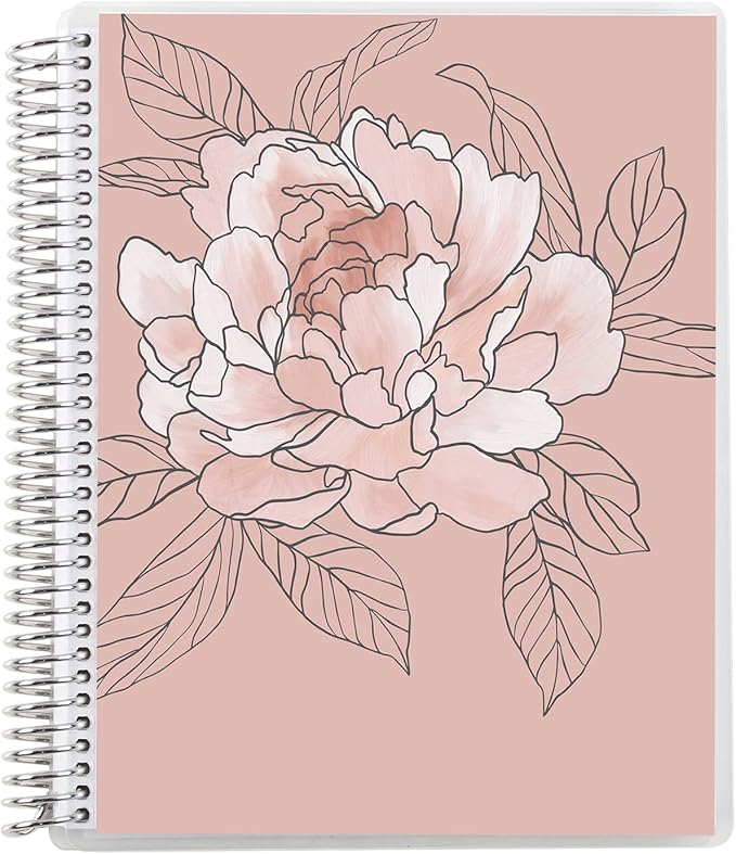 Erin Condren Journal For Women 8.5" X 11" Spiral Bound Dot Grid Notebook - Flora Peony, 5Mm Dot Gridnotebook, 80 Lb, Thick Paper, Stickers Included