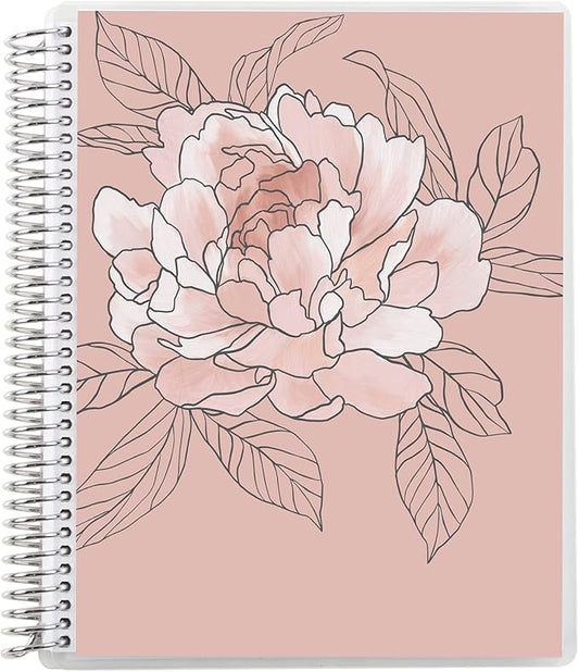 Erin Condren Journal For Women 8.5" X 11" Spiral Bound Dot Grid Notebook - Flora Peony, 5Mm Dot Gridnotebook, 80 Lb, Thick Paper, Stickers Included