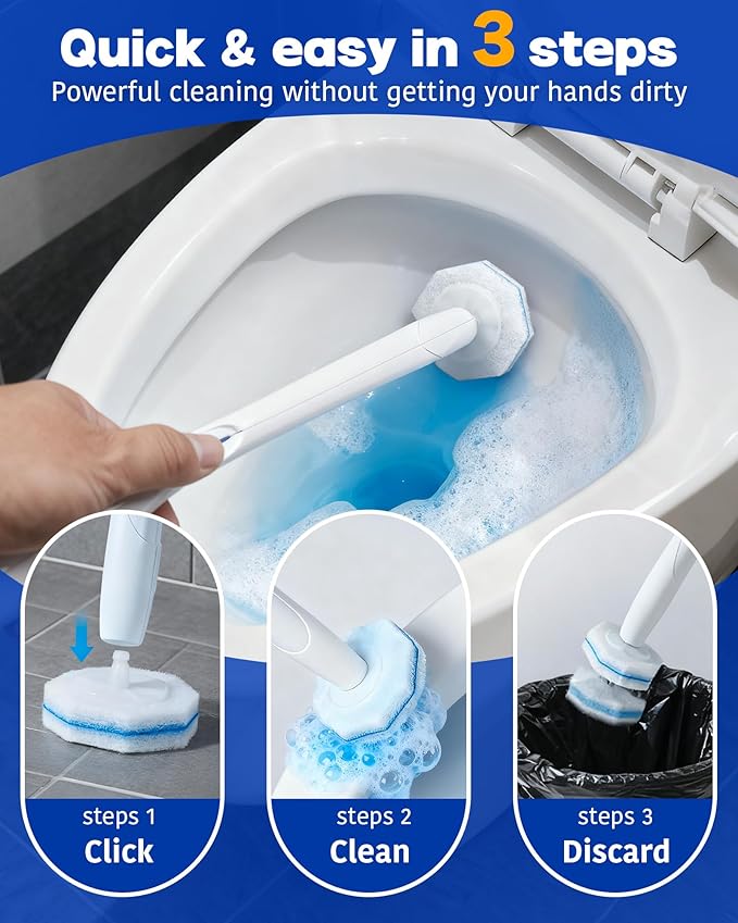 50 Pack Toilet Wand Refills Compatible with Clorox, Instant Foam Cleaning, Secure Lock No Slipping, Odor Neutralizing, Easy Snap-On Design