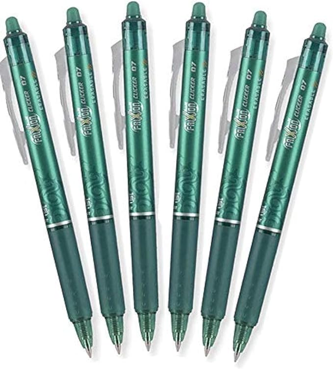 Pilot FriXion Clicker Retractable Erasable Gel Pens, Fine Point, 6 Pack (Green)