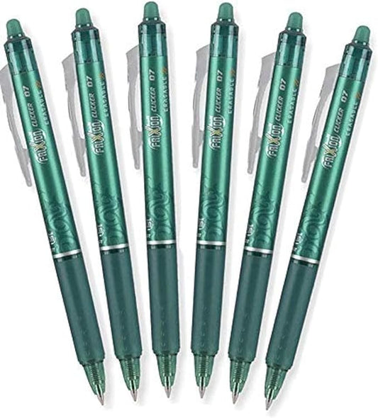 Pilot FriXion Clicker Retractable Erasable Gel Pens, Fine Point, 6 Pack (Green)