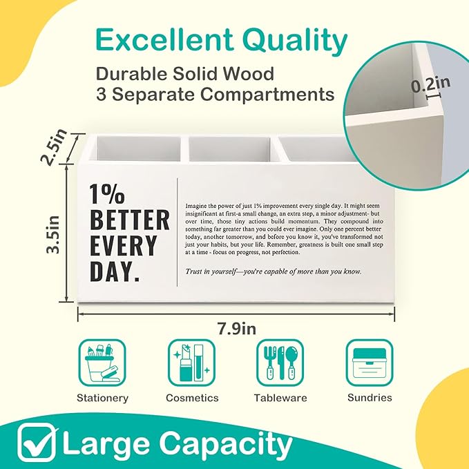 Motivational Gifts Pen Holder for Home Office Desk, Inspirational Gifts for Women Men, Encouragement Makeup Brush Toothbrush Holder Organizer for Bathroom Desk Accessories