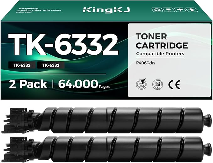 TK6332 TK-6332 Toner Cartridge Black 2-Pack High Capacity Replacement for Kyocera 1T02RS0US0 TK6332 TK-6332 Compatible with Kyocera ECOSYS P4060dn Laser Printers Toner Kit,32,000 Pages Monochrome Ink
