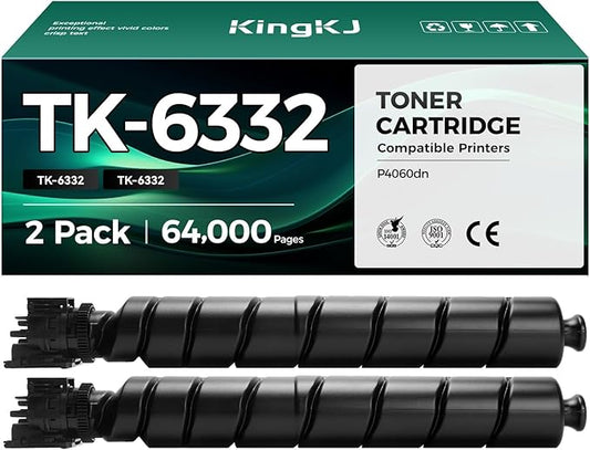 TK6332 TK-6332 Toner Cartridge Black 2-Pack High Capacity Replacement for Kyocera 1T02RS0US0 TK6332 TK-6332 Compatible with Kyocera ECOSYS P4060dn Laser Printers Toner Kit,32,000 Pages Monochrome Ink