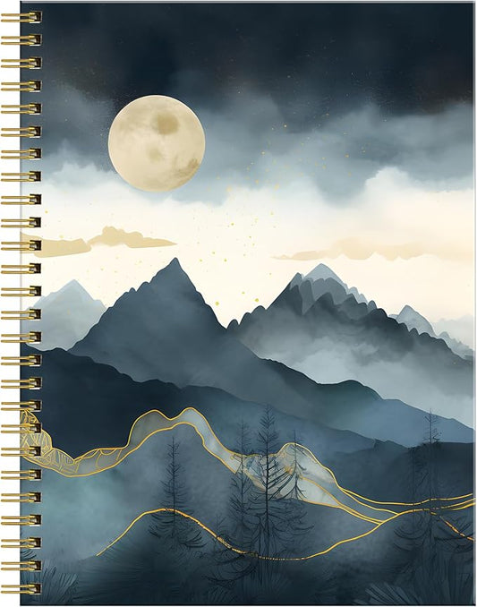 Spiral Journal Notebook for Women,A5 College Ruled Notebooks 6"x 8.4", 120 Pages Lined Journal with Premium Thick Paper,Perfect for School Office Home Gifts(abstract mountain cloud)