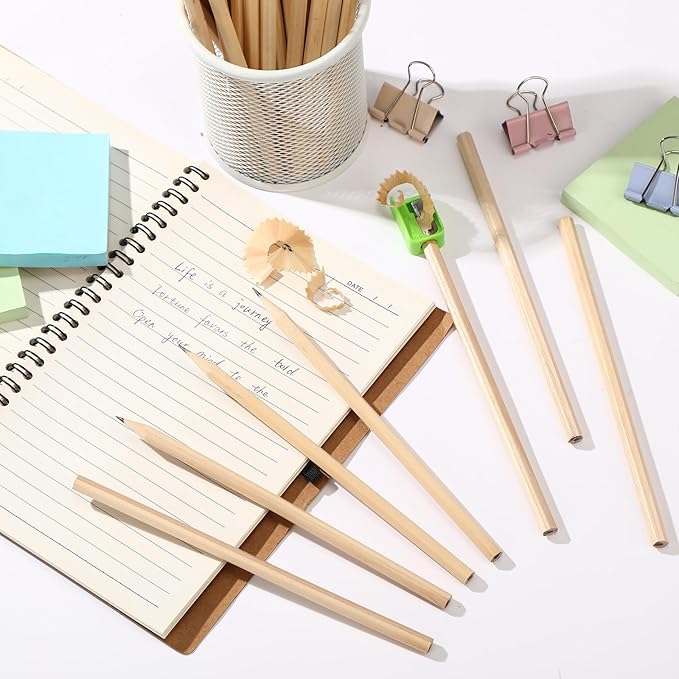 Fumete 1000 Pieces Wooden Pencils Bulk No Eraser Hexagonal HB Graphite Unsharpened Natural Wood Pencils Without Erasers Christmas Classroom Gifts for Students Bulk Christmas Goodie Bag Stuffers