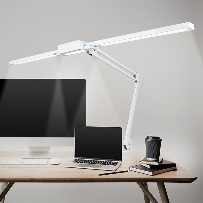 Neatfi LED Desk Lamp, Dimmable Desk Light with 360 SMD LEDs, 30W, CRI 95, Adjustable Color Temperature, Task Lamp for Home, Office, and Workbench (CCT, White, 41 Inches)